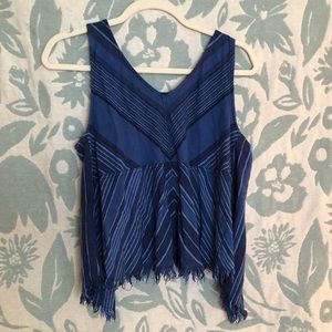 Indigo Rein Blue Boho Cropped Tank Top